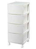 チェスト 衣類収納 リビングスリムチェスト ルームス スリム 4段 ホワイト キャスター付