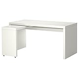 IKEA(イケア) MALM ホワイト 10214190 デスク 引き出し式パネル付、ホワイト