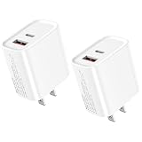 急速充電器 Type-C USB PD対応 25W 2ポート (USB-C/USB-A) 小型 軽量[2個セットPSE認定] iPhone 15 /16 Android Galaxy Macbook iPad向け ノートPC