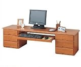 デスク 文机 木製 両袖 スライドテーブル付き【0003】