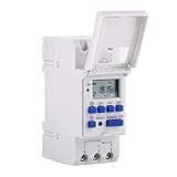 AkozonデジタルプログラマブルタイマーLCDディスプレイ週間表示プログラマブル電子リレータイムスイッチ16オン＆16オフタイマー(12V)