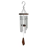 Flameer 風鈴　6本金属チューブ　4色選択　納涼　癒し音　インテリア　窓　玄関チャイム　木製ハンマー - シルバー
