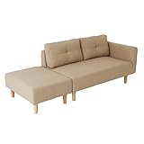 カウチソファ 2人掛け ソファベッド カフェ風 スツール オットマン I字 【Siesto】 (ベージュ)