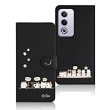 Qribo Oppo A3 5G / Oppo A3 Pro 5G ケース 手帳型 オツポ A3 5G ケース Oppo A3 5G ケース シンプルなのに可愛いデザイン エンボス加工猫柄 うれしい気持ち 6.67インチ対応 Oppo A3 5G スマホケース Oppo A3 5G 手帳型 ケース 薄型 オツポ A3 Pro ケース 防水 の耐久性 滑り防止 美しい 贈り物 友達 - ブラック