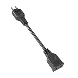 KOZUMUWAN 電源タップ ACアダプタ用電源延長コード 1個口 ブラック 短い 電源ケーブル トラッキング 火災予防 絶縁キャップ付き スイングプラグ 延長コード 屋内用 フリープラグ 180度回転プラグ 2ピンプラグ接続可能 メス-オス (10cm, ブラック)