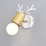 ETH シカヘッド無垢材シングルヘッドウォールライト壁取り付け用燭台北欧のベッドサイドパーソナ...