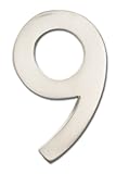 Architectural Mailboxes 3582SN Number 9 Solid Cast Brass 4 inch Floating House Number Satin Nickel "