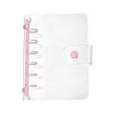ISHR クリアバインダーカバー A7 シール帳 リフィル可能なノートブックシェル ミニ6穴手帳 柔軟なPVC製 女の子 日記帳 クリアポケット (ピンク, A7)