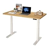 FLEXISPOT スタンディングデスク 電動式昇降デスク メーカー5年保証 高さ調節 パソコンデスク E7セット (足白+天板メイプル)