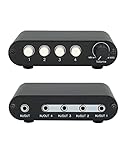 TENEALAY 4ウェイ 3.5mm ステレオオーディオスイッチ入力信号ソーススイッチャーセレクタースプリッターボックス ラインボリュームコントローラー付き (4 in 1出力/1 in 4出力) - MC41