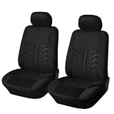KeiSquare シートカバー 車 カー 用品 汎用 運転席 助手席 2枚セット アクセサリー 座席 自動車 伸縮 フロント (Black)