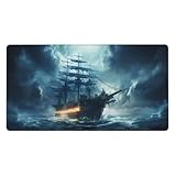 MTG プレイマット TCG プレイマット ボードゲーム カードゲーム トレーディングカードゲーム プレイマット デスクマットパッド 滑らかな表面 ラバーベース ステ ッチエッジ オリジナル手描き 船(60x35cm)