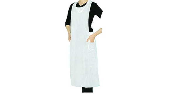 Amazon Co Jp すっきりシルエット 作業用 ワンピースエプロン Bf 撥水加工 理美容作業に ホワイト 服 ファッション小物