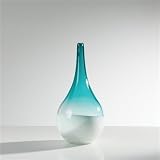 Torre & Tagus 902026A Teardrop Vase, Short, Teal/White [並行輸入品]
