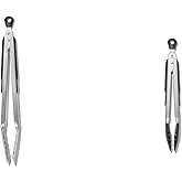 OXO 1054627 Good Grips Tongs with Nylon Head, 9-Inch/ 23 cm, Stainless Steel and OXO 28581 Good Grips Tongs, 12-Inch Length
