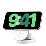 Belkin 2 in 1 ワイヤレス充電スタンド Qi2公式認証/MagSafe対応 iPhone17,16～12/スマートフォン(最大15W高速充電) AirPods/ワイヤレス充電対応イヤホン(5W充電) iPhoneスタンバイモード対応 折り畳み式スタンド USB-Cケーブル付属(1.5m) AC電源アダプター付属なし ホワイト WIZ028qcWH