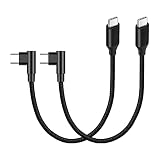 USB-C ＆ USB-C ケーブル L 字 0.25m 短い【1本組】SLEIJAOOE【 60W 急速充電 /USB2.0規格/ PD対応】高耐久ナイロン Type C (C to C) ケーブル 25cm スマートフォン・タブレット・ゲーム機等Type-C 機器対応