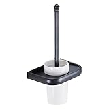 Dovewill 豪華なセット　古典的　高級感　壁掛け　トイレブラシ＋トイレブラシシェルフ＋セラミックトイレットカップ　アンティークフル銅