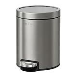 mVm ゴミ箱 ふた付き 3L容量 おしゃれ ステンレス ダストボックス 静音 ペダル式 キッチン リビング 洗面所やトイレ隙間用 オフィス用 丸形 グレー