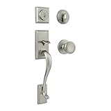 Kwikset Hawthorne Single Cylinder Handleset w/Cameron Knob featuring SmartKey in Satin Nickel [並行輸入品