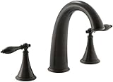 KOHLER T314-4M-2BZ Finial Traditional Deck-Mount Bath Faucet Trim for High-Flow Valve with Lever Han