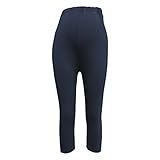 マタニティ専用　夏用のシルクタッチ5分丈/7分丈美脚レギンス/FREE　XL　大きいサイズ (7分丈シンプル/XL, ネイビー)