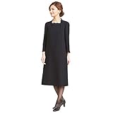 [SORITEAL Black Label] [ビーギャラリー]ブラックフォーマル ウォッシャブル 夏用 喪服 サマーワンピース スクエアネック 黒 ブラック 19号