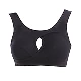 [jolifavori] コットン クロスホールド ブラジャー ノンワイヤー 薄手 薄型パッド 取り外し可能 通気性 吸湿性 就寝用 ナイトブラ レディース (L, ブラック)