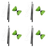 Pmandgk 4X プラスチック製のボウルディアボロジャグリングスピニングヨーヨー 玩具 ハンドスティック付き 緑