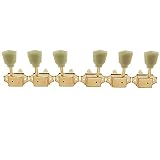 Musiclily Pro L3+R3 ヴィンテージ クルーソンタイプペグ LP SGレスポールエレキギター/アコースティックギター用、ゴールド キーストーンボタン
