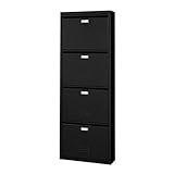 東谷(Azumaya-kk) くつ箱 ブラック W50×D15×H139.5cm シューズラック 4段 TPN-34BK