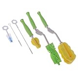 D DOLITY 全３色　哺乳びん洗浄器具　哺乳瓶ブラシセット　ボトルブラシ　哺乳瓶クリップ　6点セット - 緑