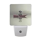 Alaza Elephant Sitting in aレッドボートFoggy Sea LED Night Light Dusk to Dawnセンサープラグの夜ランプのデザイン大人用ベッドルームバスル