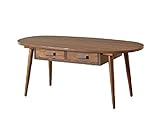 SINAPP 木製テーブル 引出し付 北欧風 オーバルテーブル リビングテーブル SIK1103 ブラウン