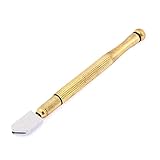 uxcell　ガラスカッター　ガラス切りカッター　メタル　ゴールドトーン　シルバートーン　切削ガラス　17cm x 1.5cm x 1.5cm