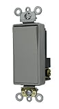 Leviton 5621-2GY 20-Amp 120/277-Volt Decora Plus Rocker Single-Pole AC Quiet Switch, Gray by Leviton