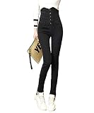 レディーススキニーパンツ ジーンズ春夏 デニムパンツ レギパン レディース パンツ 美脚 ストレッチ ハイウエストスキニー ジーンズ トレンドロング丈脚が高く見え (30, ブラック)