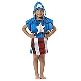 Marvel Avengers Kidsフード付きポンチョバスタオル – キャプテンアメリカ