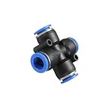 【ノーブランド 品】真鍮 プラスチック製 空気圧 クロス「X」 コネクタ プッシュイン式継手 水ホースチューブ 全4サイズ選べる 5個 - 12mm