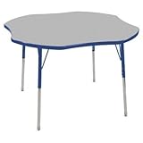 ECR4Kids 48" Clover Shape Activity Table, Standard Legs w/ Ball Glides (Gray Top/Yellow Edge) [並行輸入品