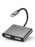 USB C HDMI 2つ 変換アダプター 拡張 【MAC OS 3つの異なる画面表示可能 】Lemorele USB C HDMI 変換アダプタ 2-in-1 USB C/A ポート 拡張USB C/A ポート 1080P 60Hz USB Type C Hub デュアル HDMI ハブ ディスプレイポート MacBook Pro Air DELL/HP/富士通 USB-Cポート付きデバイス対応