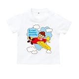 BabyChips 飛行機と女の子(名入れ半袖ベビーTシャツ) 150 ホワイト