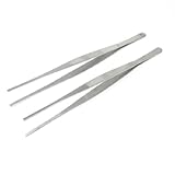 uxcell ストレートピンセット　ラウンドチップ　長さ295mm　金属　2個
