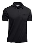 [TACVASEN] カジュアルシャツ メンズ tシャツ アウトドア 半袖 ポロシャツ テニス POLO 通気性 ビジネス トップス 通勤 シャツ 夏 ブラック XL