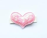 Baby Deer Clips　ヘアクリップ for ベビー　キラキラハート (ライトピンク)