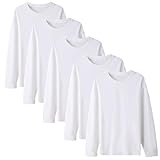 [NCFBAG] 長袖tシャツ メンズ 綿100 3枚組 5枚組 インナーシャツ メンズ tシャツ 無地 防菌防臭 吸汗速乾 柔らかい ロングtシャツ 春夏秋冬 (M, 5枚組-ホワイト)