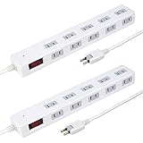 電源タップ 延長コード AC コンセント 10個口 10口 1500W 一括スイッチ 雷ガード マグネット付 ブレーカー スイングプラグ ほこり防止シャッター タコ足 テーブルタップ OAタップ ホワイト 白 STYLED STP10W-2 STP10W-3 電源コード2m+3mセット