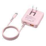OMKUY 30w 充電器 type-c USB 急速充電器 タイプc 【PD30W&QC3.0/超薄型/USB-Aポート&1.5mType-Cケーブル/折り畳みプラグ】スマホ充電器 ケーブル一体型 AC コンセント 2台同時 コンセント 軽量 アンドロイド PSE認証済 iPhone/Androidなど対応 (ピンク)