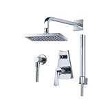 Fluid Faucets F1141-T Fan Pressure Balancing Bathtub and Shower Trim with Rain Showerhead and Hand s