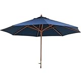 ガーデンパラソル 木製 ネイビー 幅2700mm UVカット99.9%
